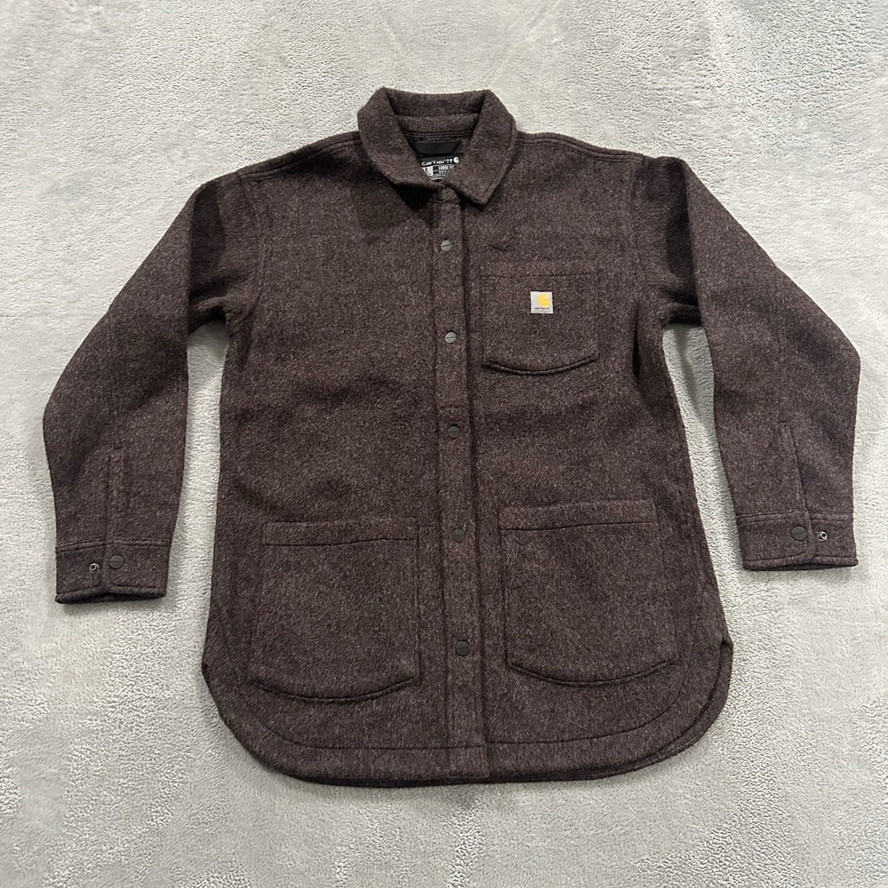 Carhartt Shirt Jacket Women's S 4-6 Brown Loose Fit Fleece Gorpcore Casual